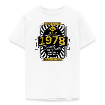 1978 JULI - Teenager T-Shirt - Weiß - Vorne - AI Model Teenager Male dark (155cm)