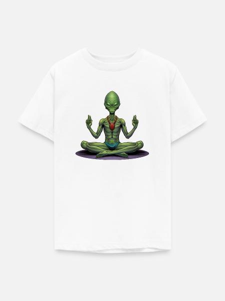 Alien Yogi - Teenager T-Shirt - Weiß