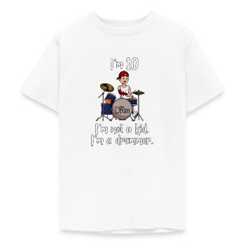 Ich bin 10 - Jungen Schlagzeuger - Teenager T-Shirt - Weiß - Vorne - AI Model Teenager Male dark (155cm)