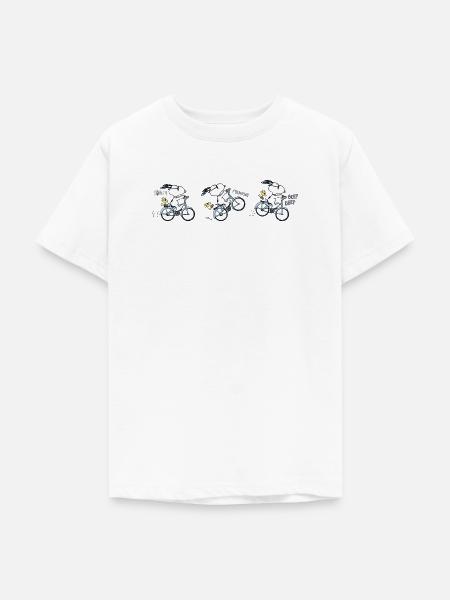 Peanuts Snoopy Fahrrad - Teenager T-Shirt - Weiß