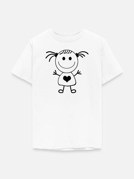 Mädchen Strichmännchen - Teenager T-Shirt - Weiß