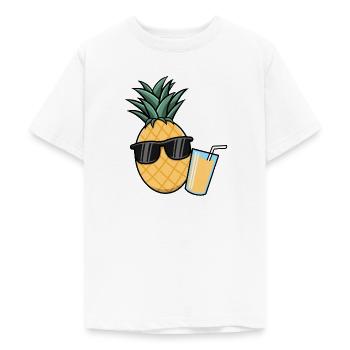 Ananas mit Sonnenbrille Getränk - Teenager T-Shirt - Weiß - Vorne - AI Model Teenager Male dark (155cm)