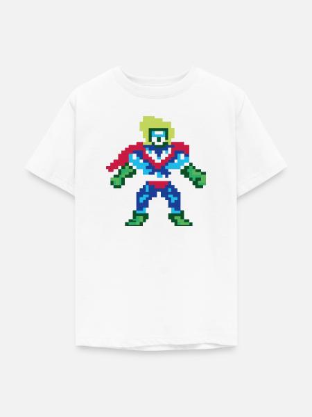 Pixel Art Superheld – Männlicher Held - Teenager T-Shirt - Weiß
