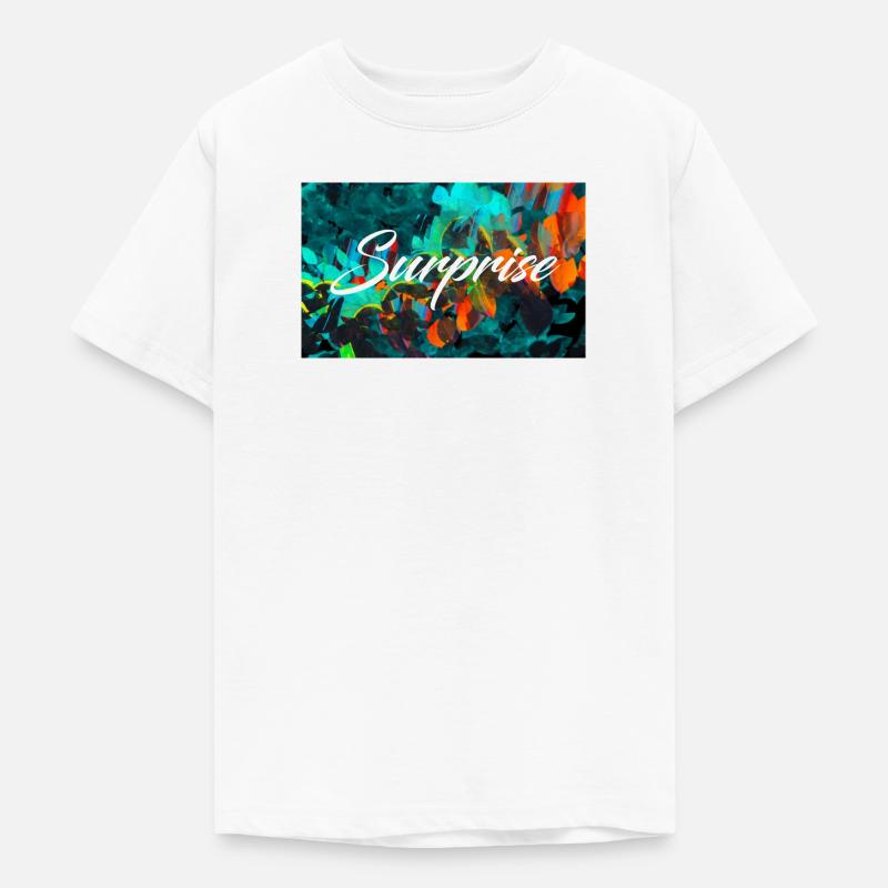 Surprise Colorée Feuillages Script - T-shirt Ado - blanc