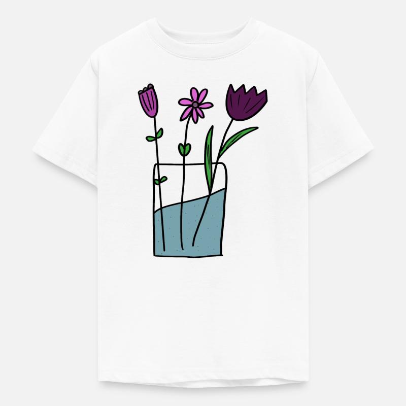 Fleurs dans un pot en argile design - T-shirt Ado - blanc