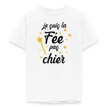 Je suis la Fée pas chier ! - T-shirt Ado - blanc - Devant - AI Model Teenager Male dark (155cm)