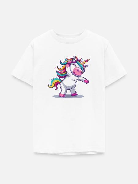 Bunter tanzender Einhornzauber - Teenager T-Shirt - Weiß