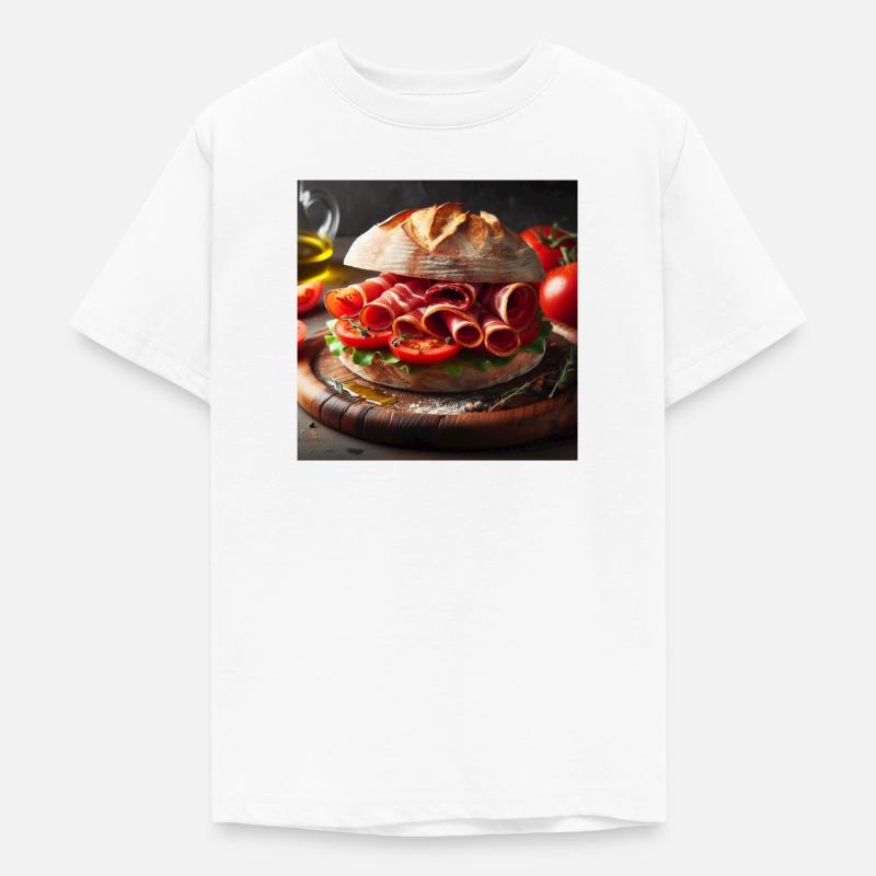 Sandwich au jambon serrano et à la tomate - T-shirt Ado - blanc