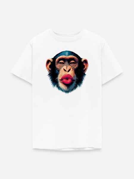 Affen-Kuss - Teenager T-Shirt - Weiß