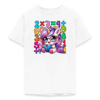Tag der Zahl, skurriles Einhorn-Mathe-Lerndesign - Teenager T-Shirt - Weiß - Vorne - AI Model Teenager Male dark (155cm)