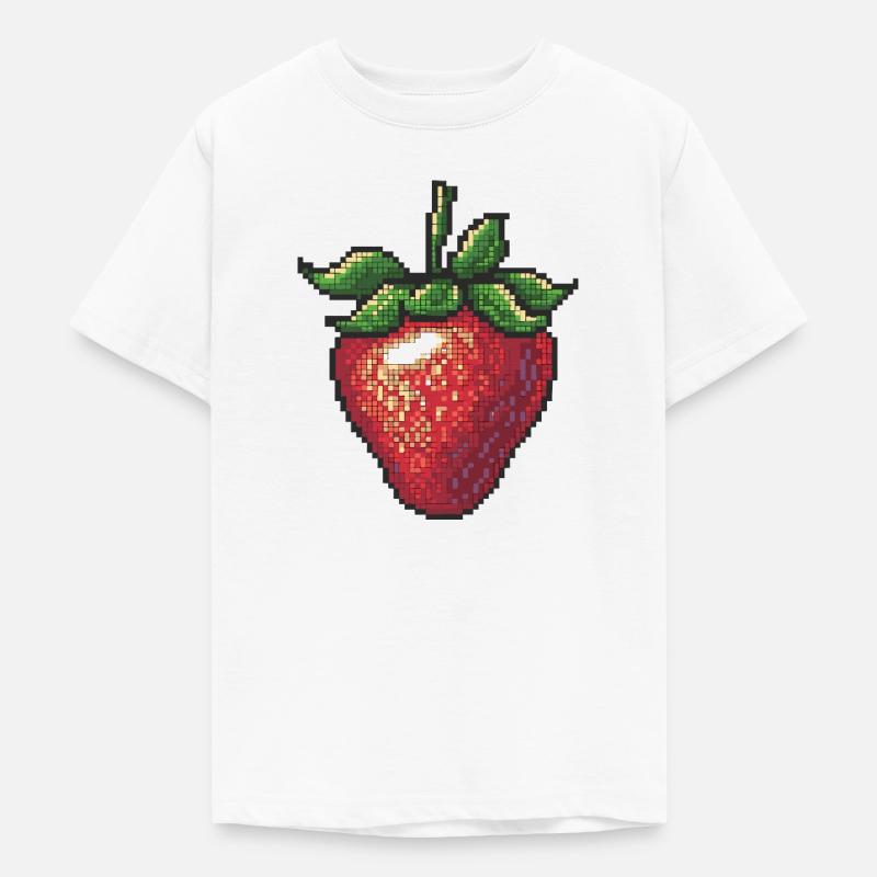Fraise en style pixel - T-shirt Ado - blanc