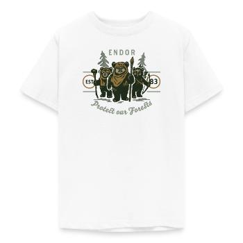 Star Wars Motiv & Spruch Endor Protect Our Forests - Teenager T-Shirt - Weiß - Vorne - AI Model Teenager Male dark (155cm)