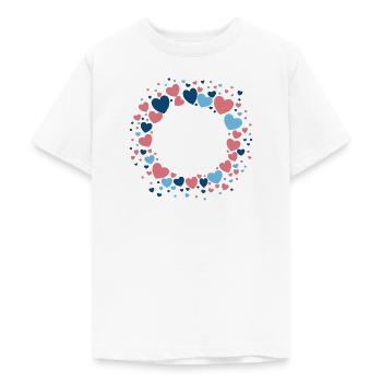 Herz Kranz Blau Rosa Blumenkranz - Teenager T-Shirt - Weiß - Vorne - AI Model Teenager Male dark (155cm)