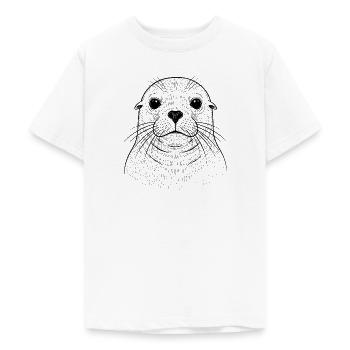Robbe - Teenager T-Shirt - Weiß - Vorne - AI Model Teenager Male dark (155cm)