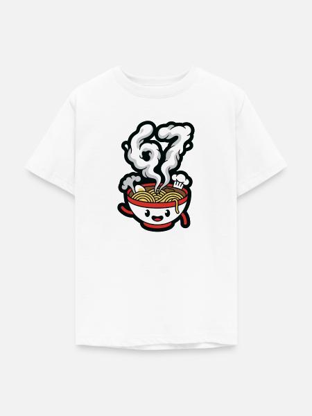 Fröhliche Ramen-Dampf-Zeichentrickserie - Teenager T-Shirt - Weiß