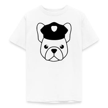 Frenchie cop cop head - Teenage T-Shirt - white - Front - AI Model Teenager Male dark (155cm)