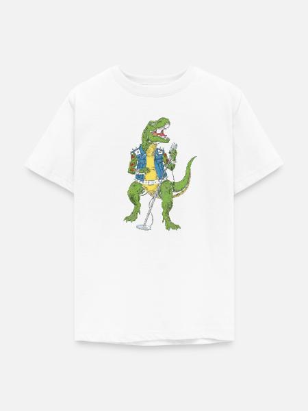 Dino Rock star mit Mikro - Teenager T-Shirt - Weiß