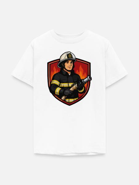 Feuerwehrheld im Helm - Teenager T-Shirt - Weiß