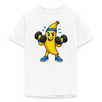 Kraftbanana Workout Cartoon - Teenager T-Shirt - Weiß - Vorne - AI Model Teenager Male dark (155cm)