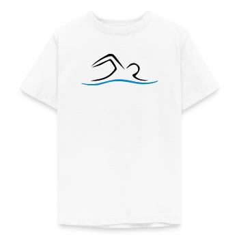 SCHWIMMEN - Teenager T-Shirt - Weiß - Vorne - AI Model Teenager Male dark (155cm)