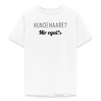 Hundehaare? Mir egal. Spruch für Hundemenschen - Teenager T-Shirt - Weiß - Vorne - AI Model Teenager Male dark (155cm)