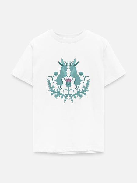 Jackalope Wolpertinger Rammelaar met Distel - Teenager T-shirt - wit