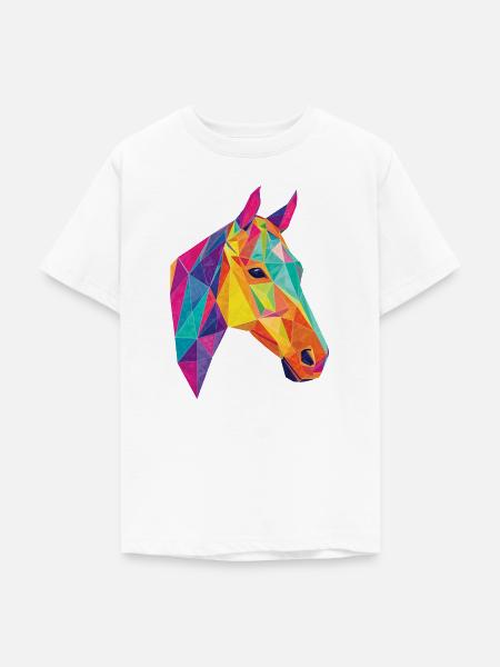 Geometrisches Pferd Farbfluss Pferdekopf - Teenager T-Shirt - Weiß