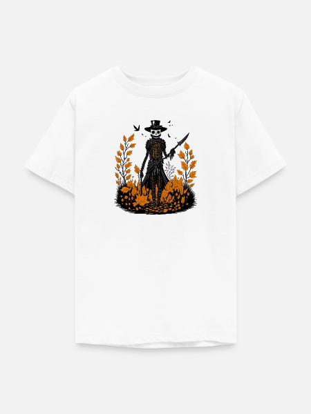 Der Schnitter im Laub - Teenager T-Shirt - Weiß