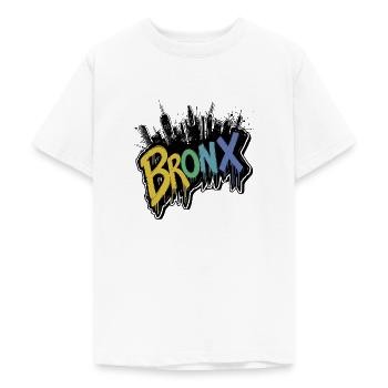 Bronx New York Streetwear - T-shirt Ado - blanc - Devant - AI Model Teenager Male dark (155cm)