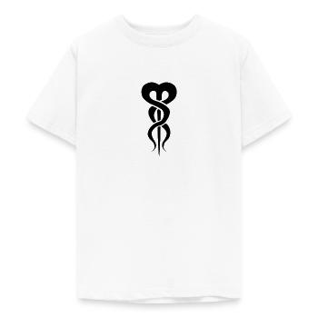 Coeur torsadé noir - T-shirt Ado - blanc - Devant - AI Model Teenager Male dark (155cm)