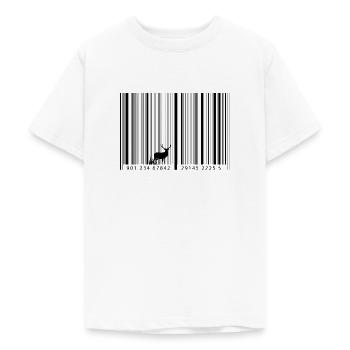 Barcode als Wald mit Hirsch - Teenager T-Shirt - Weiß - Vorne - AI Model Teenager Male dark (155cm)