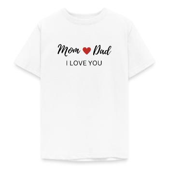 J’aime maman et papa - T-shirt Ado - blanc - Devant - AI Model Teenager Male dark (155cm)