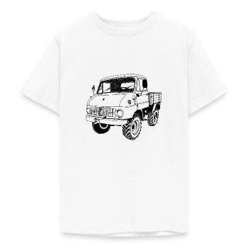 Unimog - Oldtimer - Offroad - Universal Motorgerät - Teenager T-Shirt - Weiß - Vorne - AI Model Teenager Male dark (155cm)