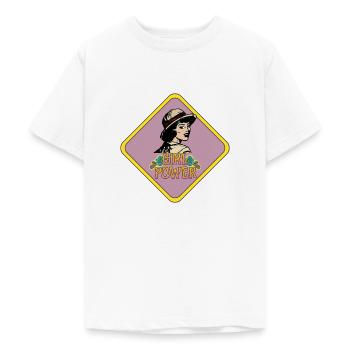 Girl power - T-shirt Ado - blanc - Devant - AI Model Teenager Male dark (155cm)