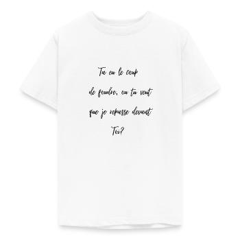 Ta eu le coup de foudre ou je repasse devant toi. - T-shirt Ado - blanc - Devant - AI Model Teenager Male dark (155cm)