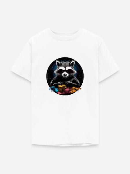 Waschbär Poker ALL IN - Teenager T-Shirt - Weiß