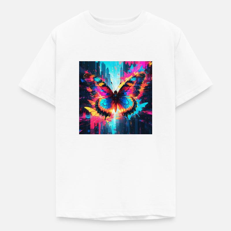 Papillon monarque néon - T-shirt Ado - blanc