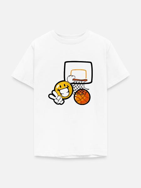 Smiley Basketball - Teenager T-Shirt - Weiß
