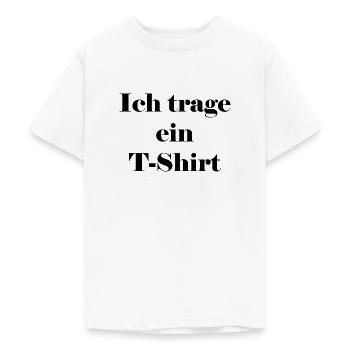 Ich trage ein T-Shirt - Teenager T-Shirt - Weiß - Vorne - AI Model Teenager Male dark (155cm)