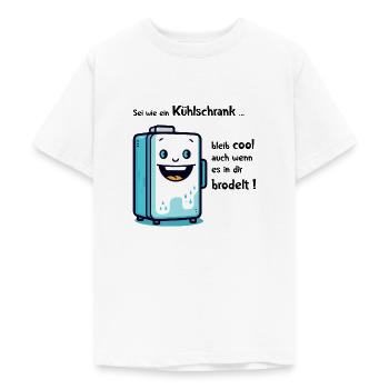 Lustiges Design „Bleib Cool" - Teenager T-Shirt - Weiß - Vorne - AI Model Teenager Male dark (155cm)