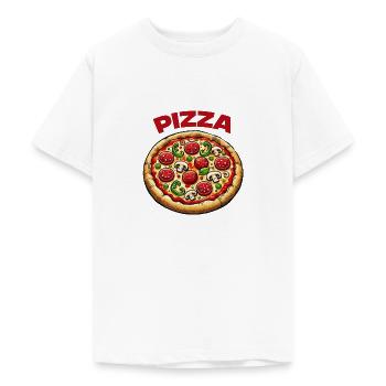 pizza - T-shirt Ado - blanc - Devant - AI Model Teenager Male dark (155cm)