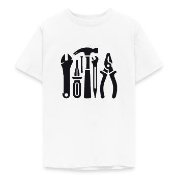 outil - T-shirt Ado - blanc - Devant - AI Model Teenager Male dark (155cm)