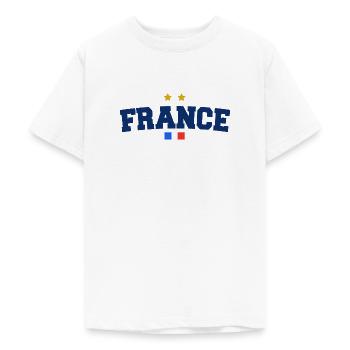 FRANCE Sport Foot Supporter - T-shirt Ado - blanc - Devant - AI Model Teenager Male dark (155cm)