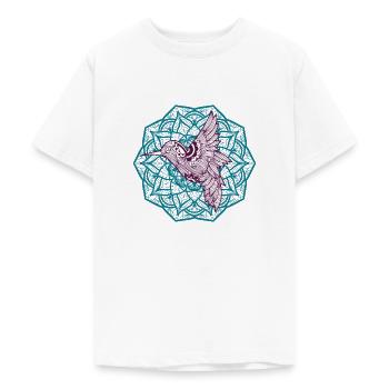 Mandala colibri. Bel oiseau et nature - T-shirt Ado - blanc - Devant - AI Model Teenager Male dark (155cm)