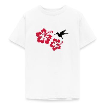 fleurs tropicales hibiscus forêt tropicale humide - T-shirt Ado - blanc - Devant - AI Model Teenager Male dark (155cm)