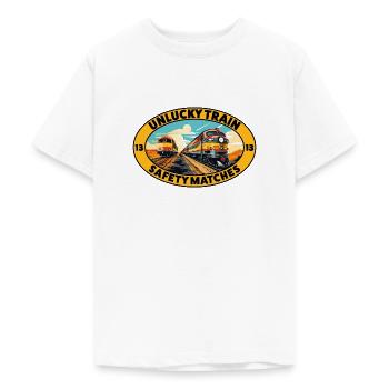 Unlucky Train - Safety Matches - Teenage T-Shirt - white - Front - AI Model Teenager Male dark (155cm)