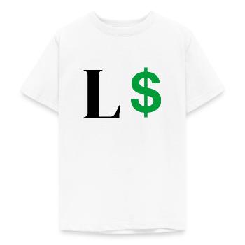 Lettre l dollar - T-shirt Ado - blanc - Devant - AI Model Teenager Male dark (155cm)