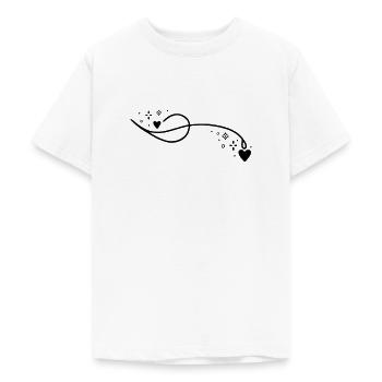 Ligne de coeur scintillant - T-shirt Ado - blanc - Devant - AI Model Teenager Male dark (155cm)