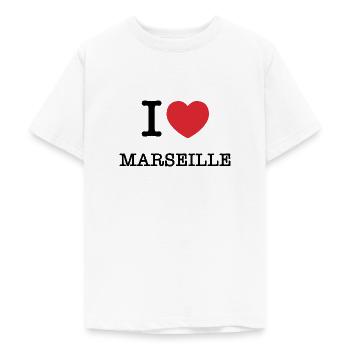 J’aime Marseille | Marseille | I Heart Marseille - T-shirt Ado - blanc - Devant - AI Model Teenager Male dark (155cm)