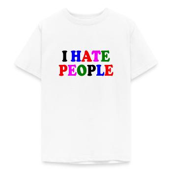 I hate people - T-shirt Ado - blanc - Devant - AI Model Teenager Male dark (155cm)
